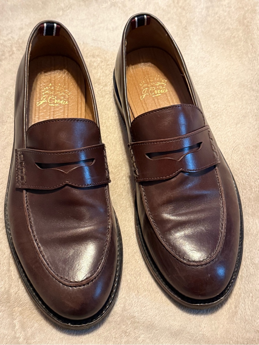 J. Crew Men's Dark Brown Leather Penny Loafers - Picture 3 of 6